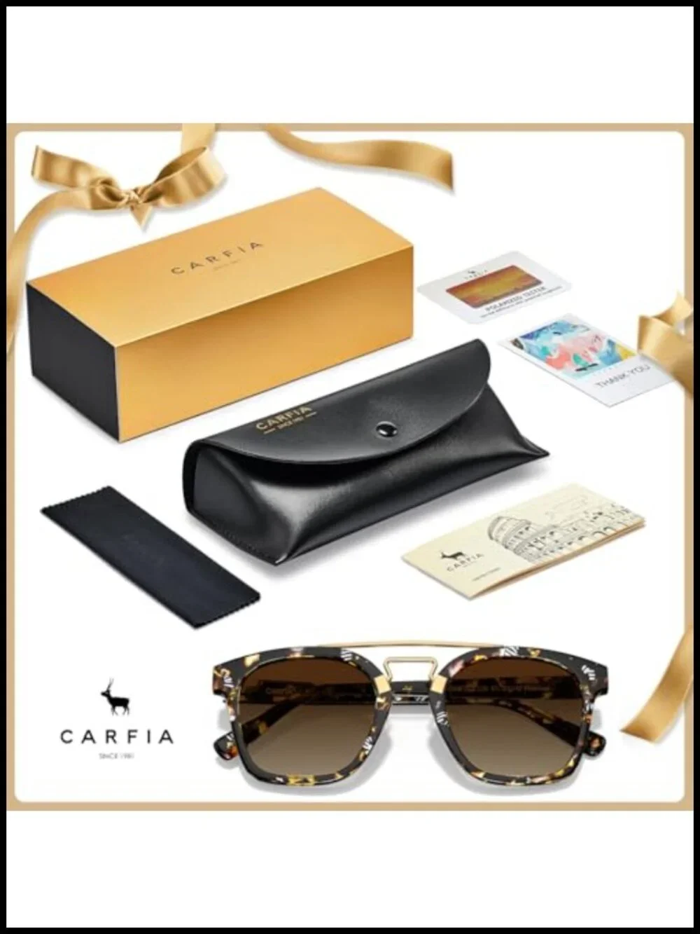 Retro Square Double Bridge Sunglasses Polarized UV400 Protection Acetate Frame